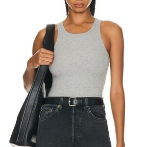 Eterne high neck fitted tank top in grey
